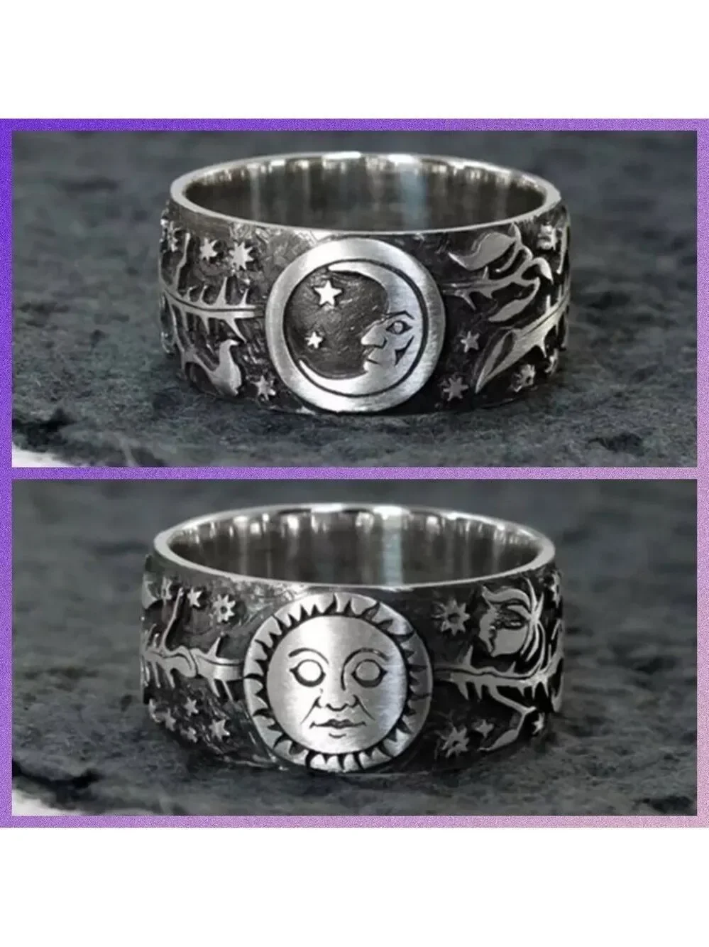 Sun and Moon Banded Boho Ring #1138
